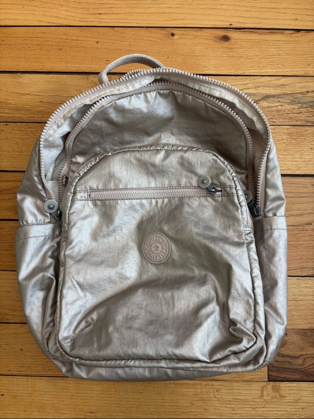 Metallic Gold Kipling Backpack - Compact Everyday Bag